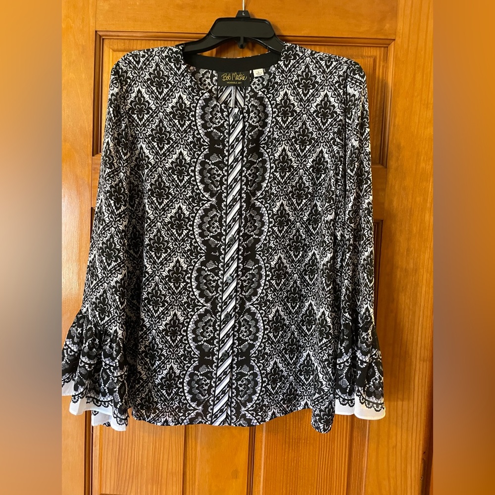 Bob Mackie black and white blouse.